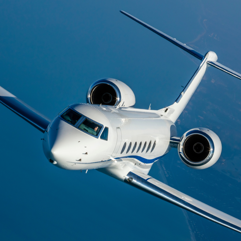 Gulfstream aircraft in a slight bank